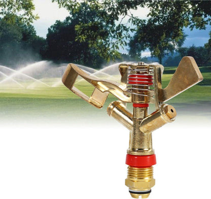 360 Rotating Brass Impact Sprinkler, 1/2 Inch Garden Sprinkler Head for Lawn Grass Patio Garden Irrigation, 10-15.5m Spray Distance