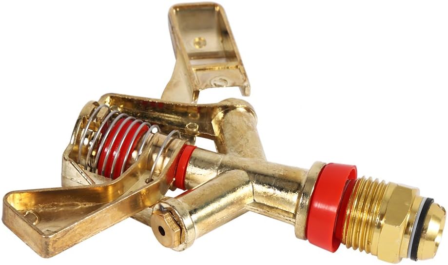 360 Rotating Brass Impact Sprinkler, 1/2 Inch Garden Sprinkler Head for Lawn Grass Patio Garden Irrigation, 10-15.5m Spray Distance