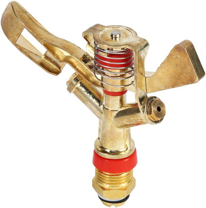 360 Rotating Brass Impact Sprinkler, 1/2 Inch Garden Sprinkler Head for Lawn Grass Patio Garden Irrigation, 10-15.5m Spray Distance