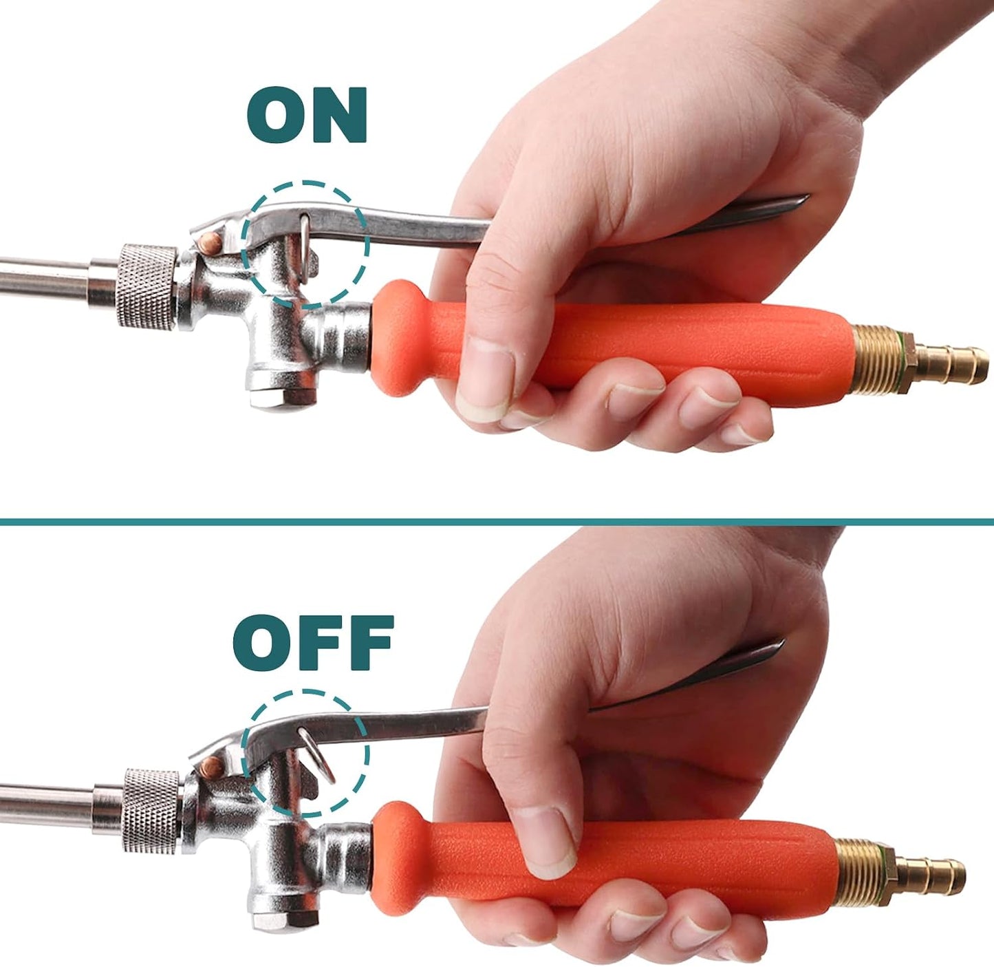 All Metal 29 Inches Sprayer Wand,Suitable for 1/2" & 3/8" Hose Quick Connectors, 1/4" & 3/8" Brass Barb Sprayer Wand Replacement Built-in Shut Valve Stainless Steel Spray Wand, w/Hose Connector
