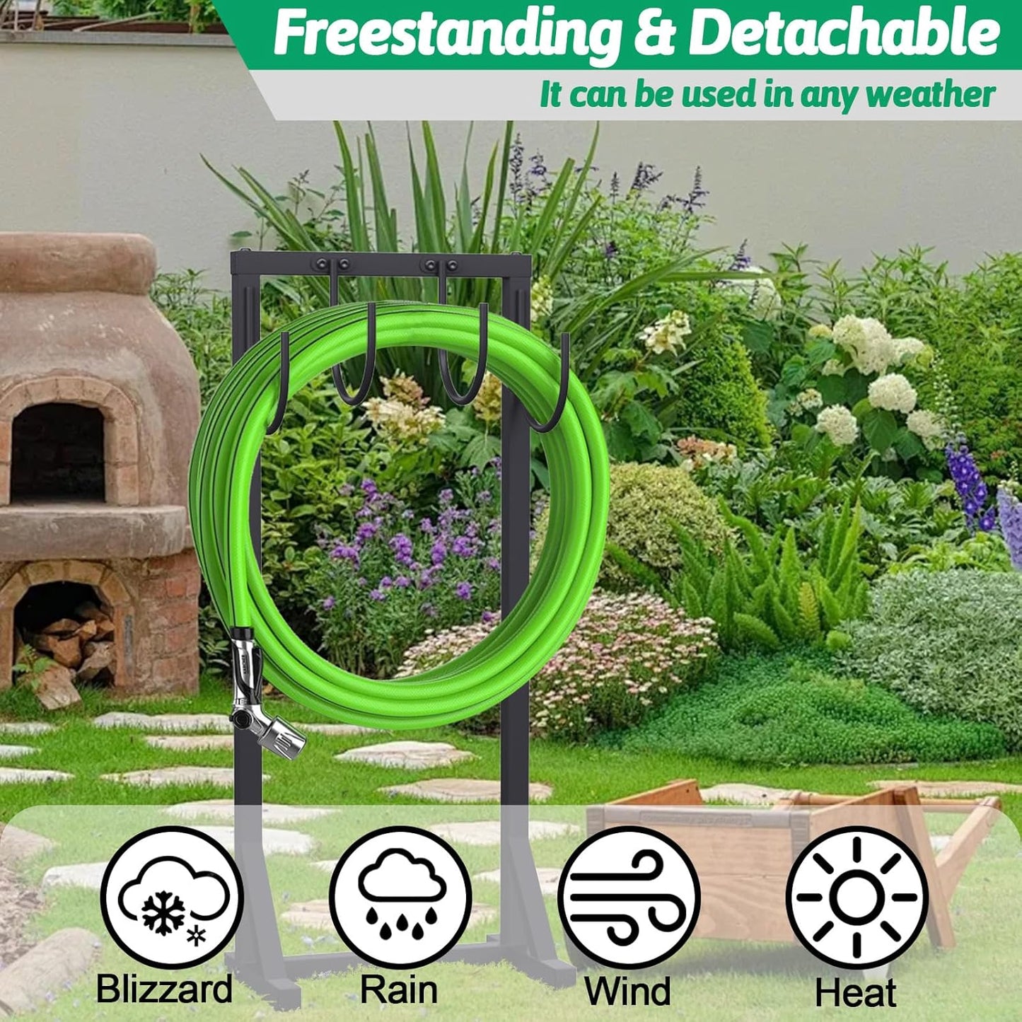 Garden Water Hose Holder for Outside Hose Stand Hanger Rack Freestanding