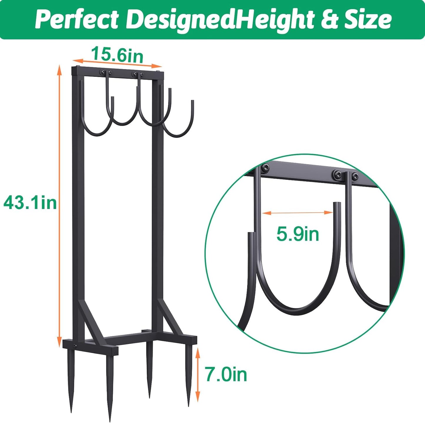 Garden Water Hose Holder for Outside Hose Stand Hanger Rack Freestanding