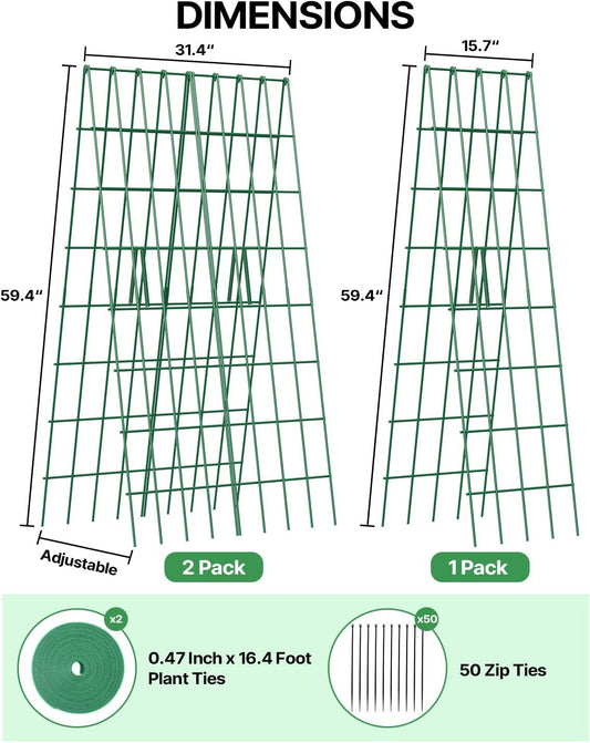A-Frame Cucumber Trellis 59.4" 2 Pack, Foldable Metal