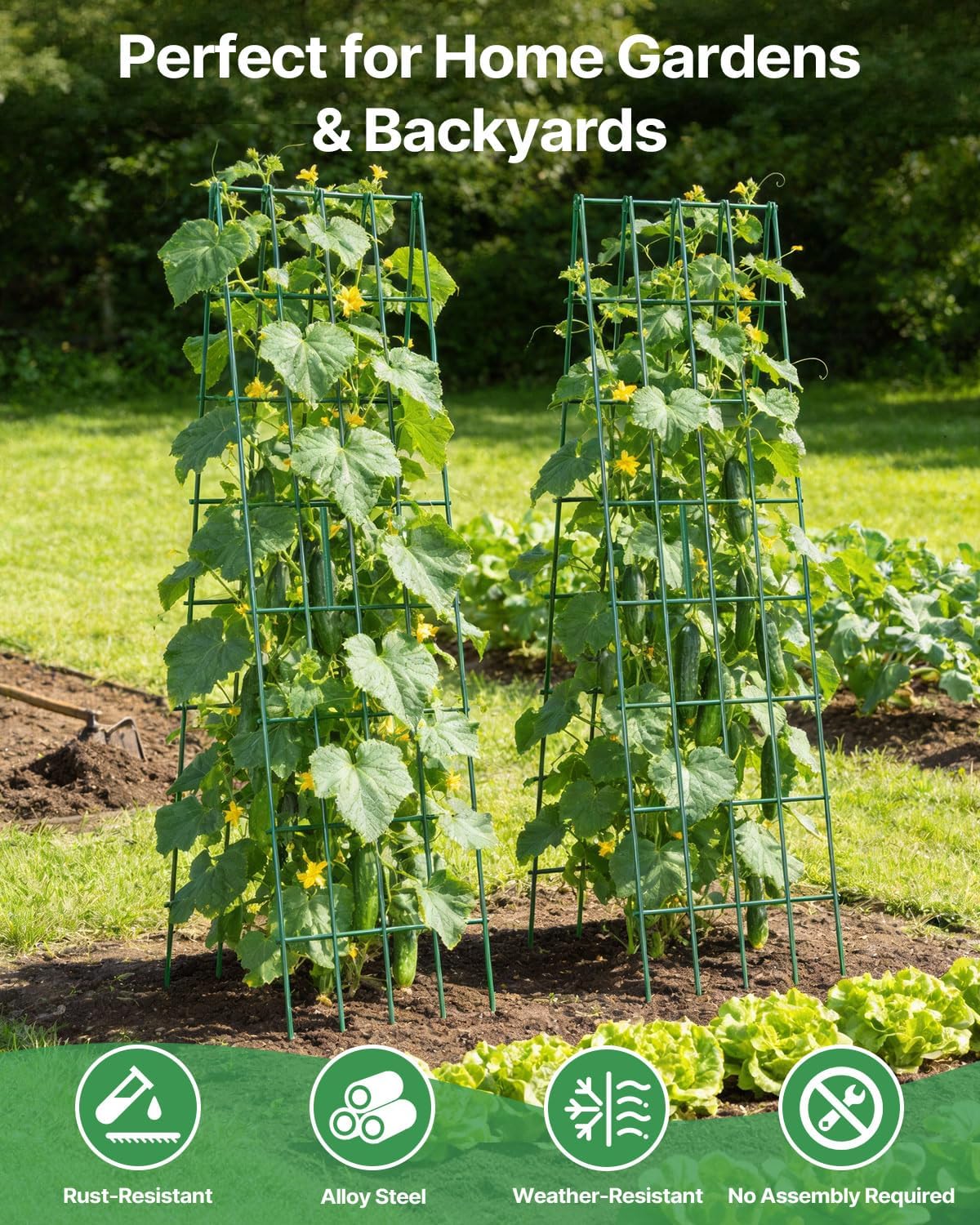 A-Frame Cucumber Trellis 59.4" 2 Pack, Foldable Metal