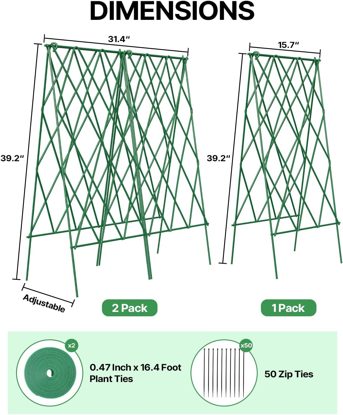A-Frame Cucumber Trellis 59.4" 2 Pack, Foldable Metal