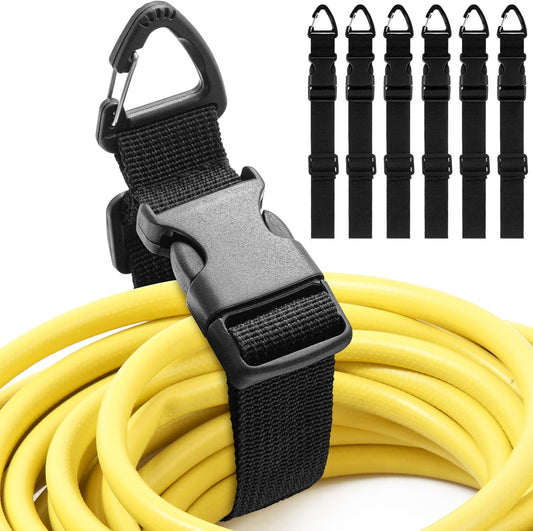 6 Pack Adjustable Extension Cord Holder Straps,Black