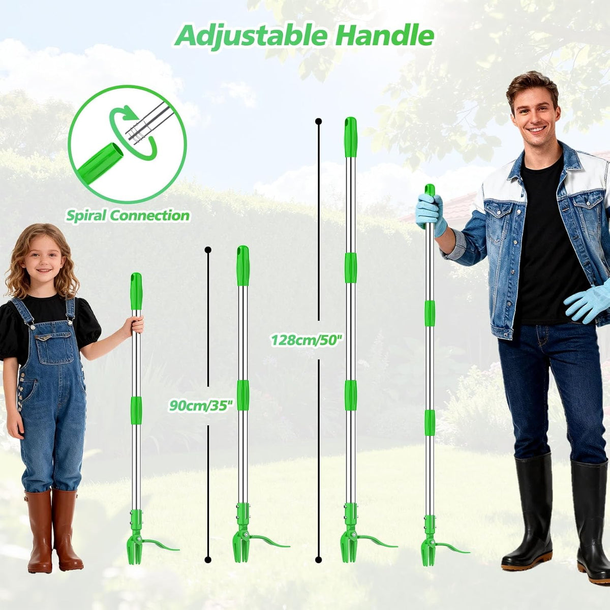 Weed Puller Tool - Stand Up Weed Remover Tool with 4-Claw Steel Head