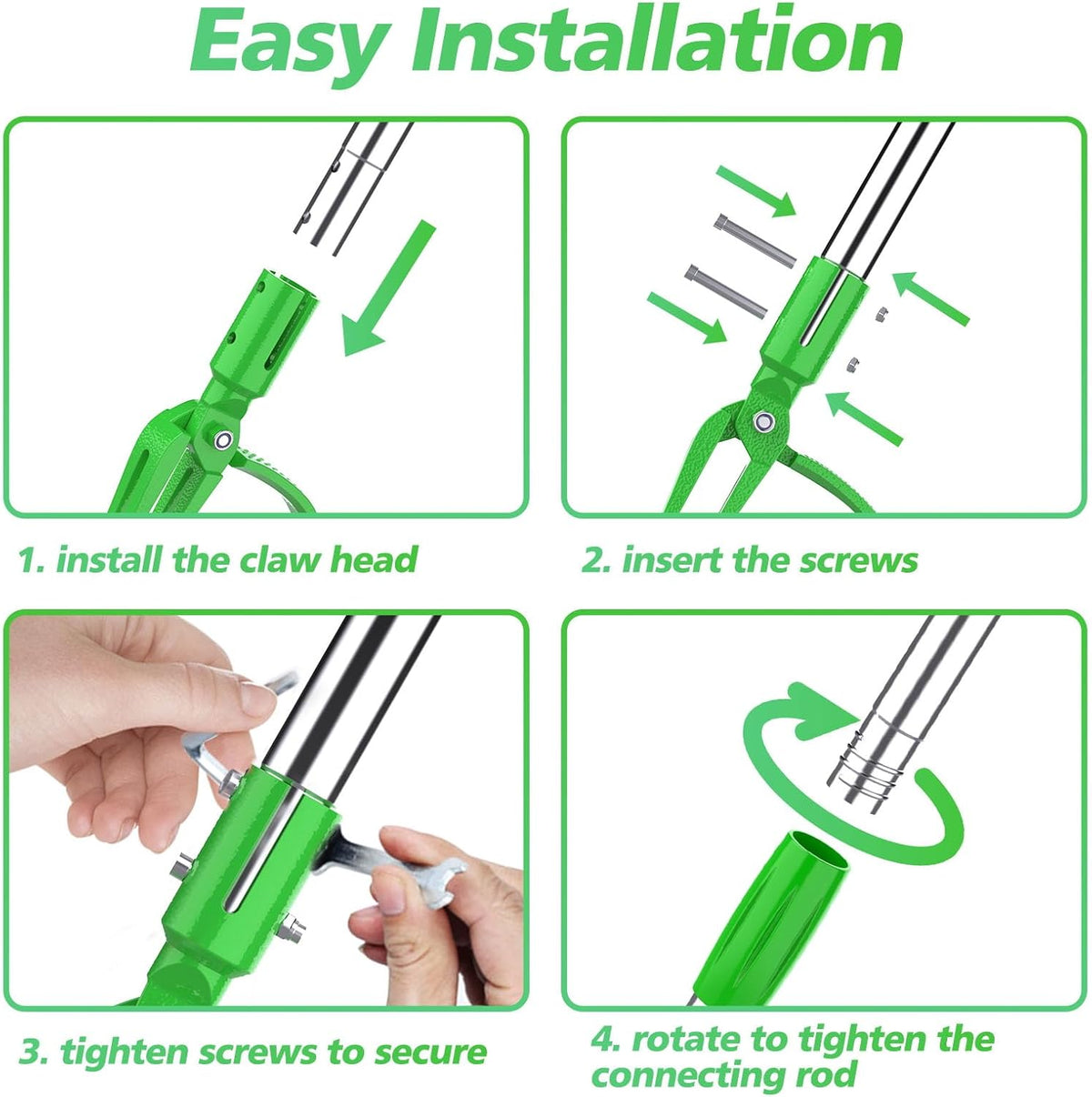 Weed Puller Tool - Stand Up Weed Remover Tool with 4-Claw Steel Head