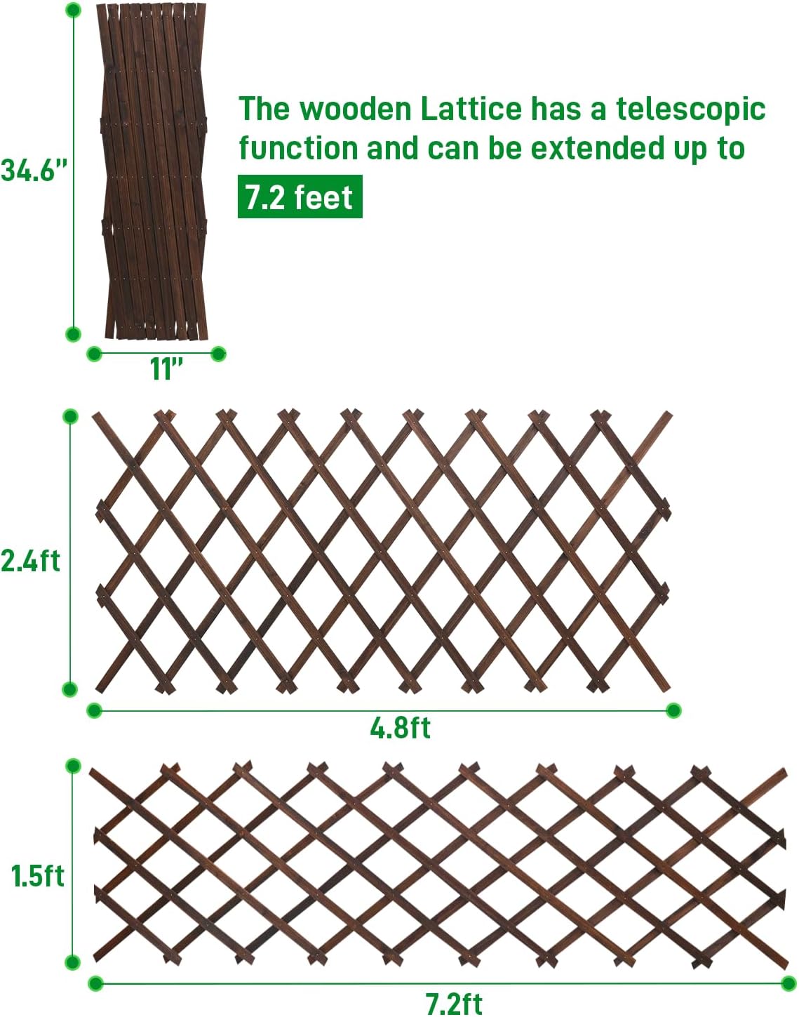 2Pack Expandable Wooden Lattice Wall,Plant Garden Trellis for Climbing Plants Outdoor, Plant Vertical Rack Wall Decor Indoor