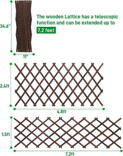 2Pack Expandable Wooden Lattice Wall,Plant Garden Trellis for Climbing Plants Outdoor, Plant Vertical Rack Wall Decor Indoor