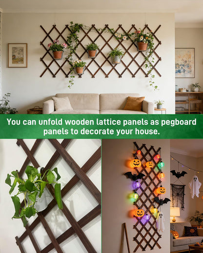 2Pack Expandable Wooden Lattice Wall,Plant Garden Trellis for Climbing Plants Outdoor, Plant Vertical Rack Wall Decor Indoor