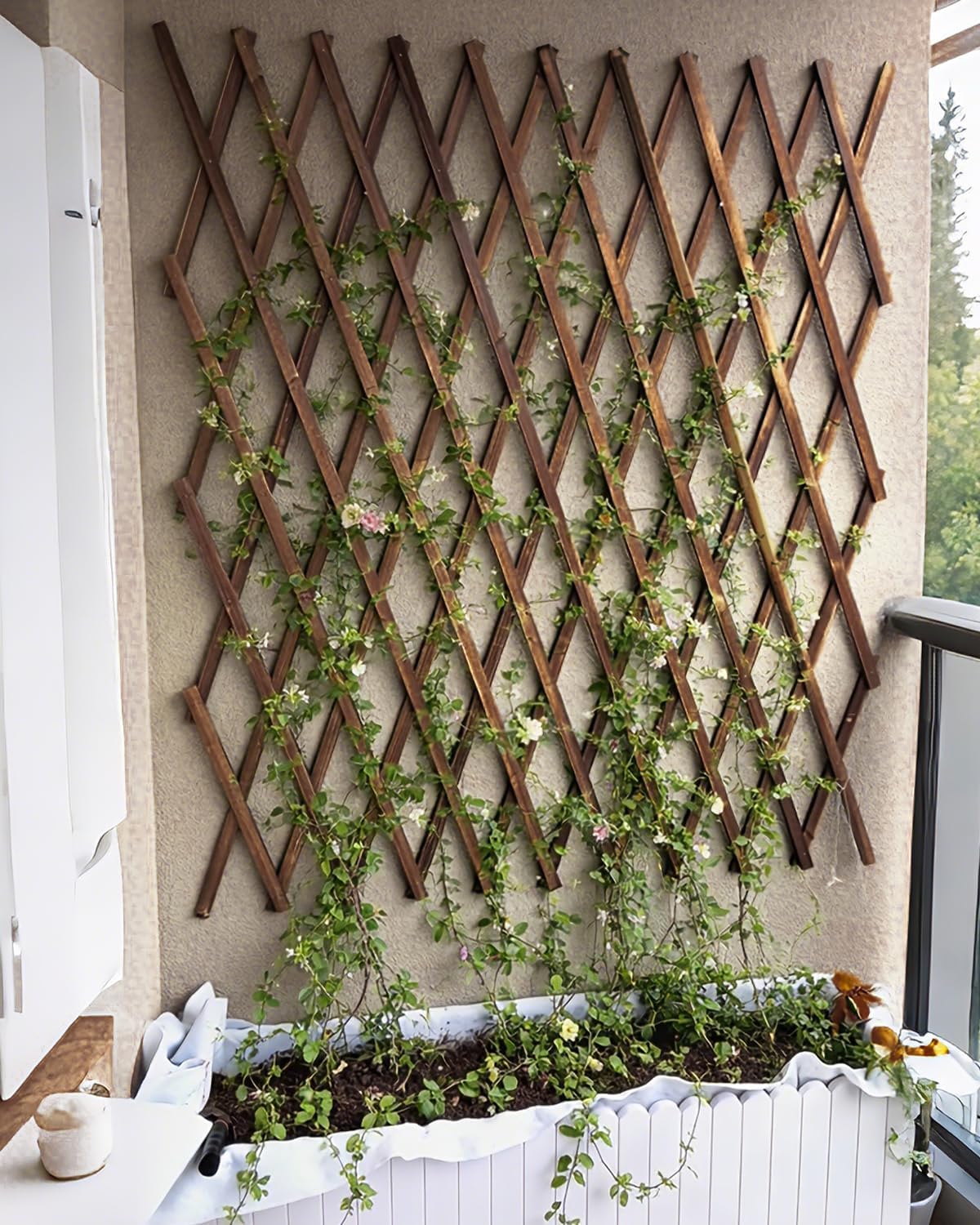 2Pack Expandable Wooden Lattice Wall,Plant Garden Trellis for Climbing Plants Outdoor, Plant Vertical Rack Wall Decor Indoor