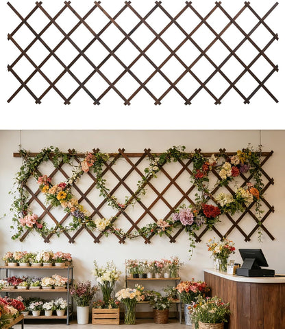 2Pack Expandable Wooden Lattice Wall,Plant Garden Trellis for Climbing Plants Outdoor, Plant Vertical Rack Wall Decor Indoor