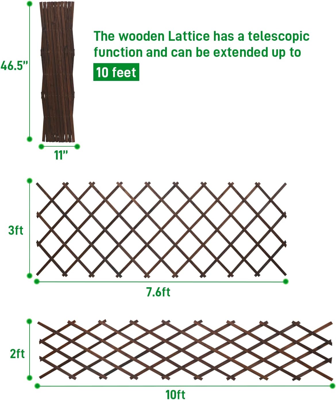 2Pack Expandable Wooden Lattice Wall,Plant Garden Trellis for Climbing Plants Outdoor, Plant Vertical Rack Wall Decor Indoor