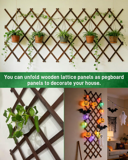 2Pack Expandable Wooden Lattice Wall,Plant Garden Trellis for Climbing Plants Outdoor, Plant Vertical Rack Wall Decor Indoor