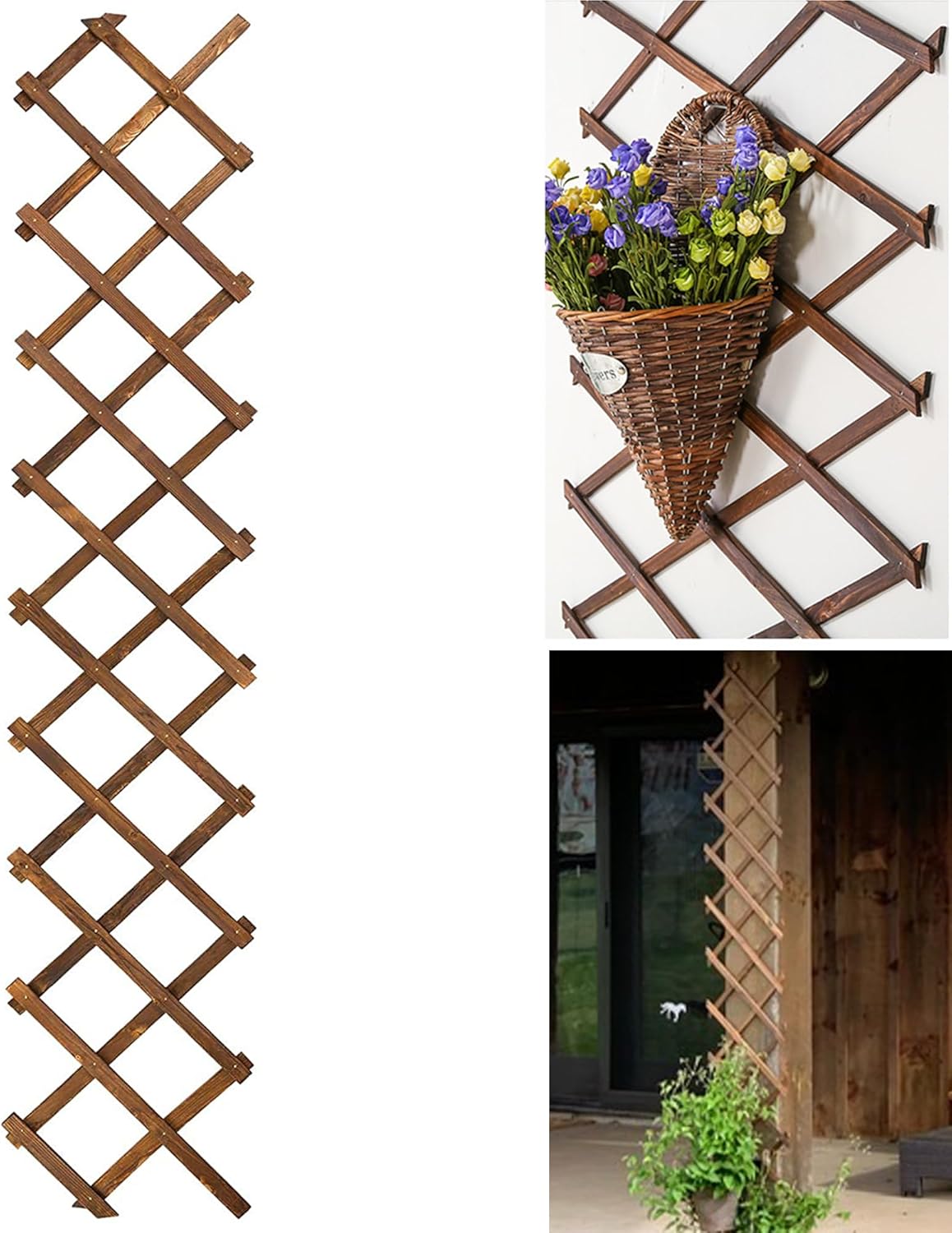 2Pack Expandable Wooden Lattice Wall,Plant Garden Trellis for Climbing Plants Outdoor, Plant Vertical Rack Wall Decor Indoor