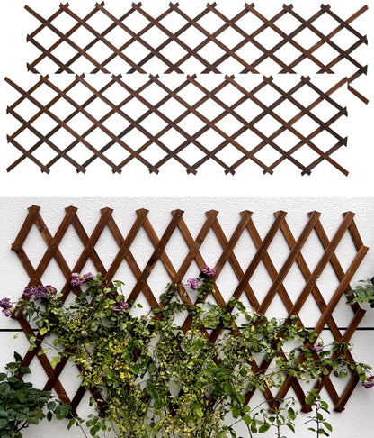 2Pack Expandable Wooden Lattice Wall,Plant Garden Trellis for Climbing Plants Outdoor, Plant Vertical Rack Wall Decor Indoor