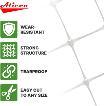 5x350 FT Heavy Duty Trellis Netting, 6-Inch Mesh, White Polyester