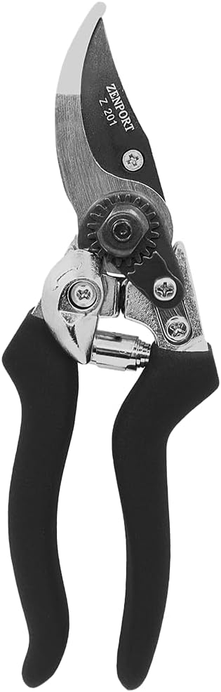 Z201 Heavy Duty Pruner, Bypass Euro, Black Handles, Steel, 8-Inch