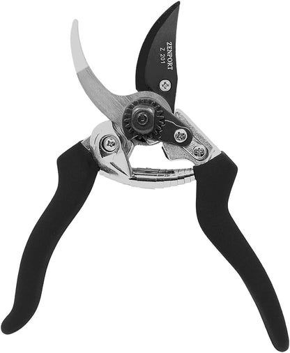 Z201 Heavy Duty Pruner, Bypass Euro, Black Handles, Steel, 8-Inch