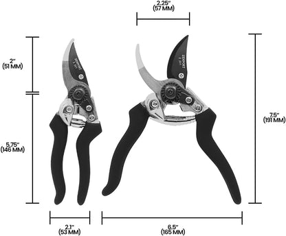Z201 Heavy Duty Pruner, Bypass Euro, Black Handles, Steel, 8-Inch