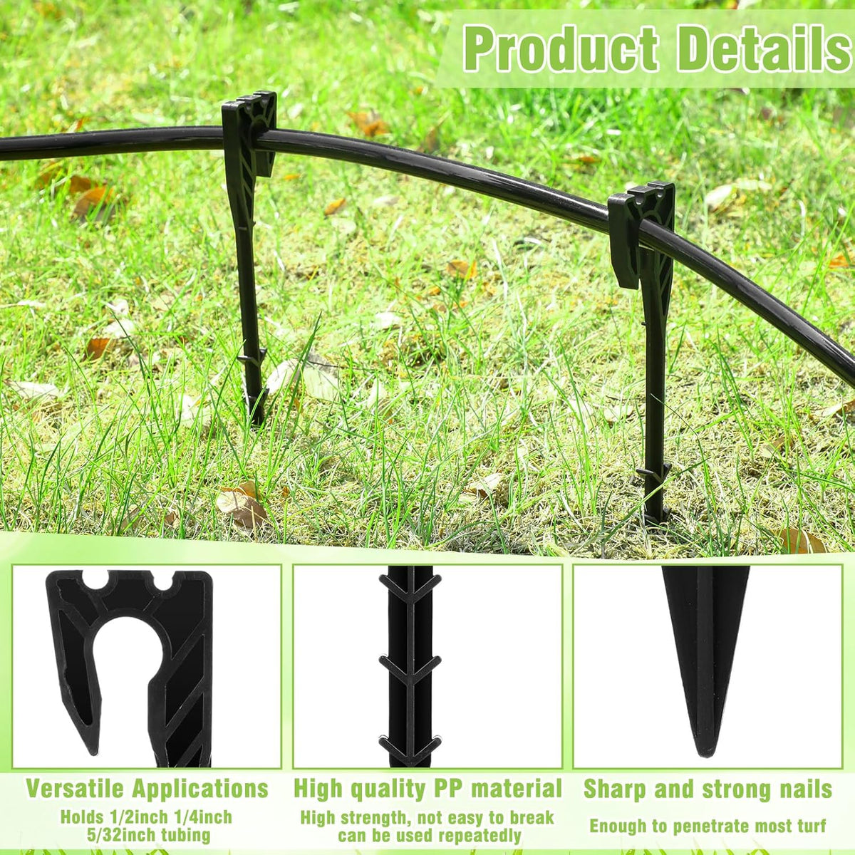 50 Pcs 8 Inch Irrigation Hose Hold-Down Anchor Stakes for 1/2 Inch 1/4 Inch 5/32 Inch Drip Tubing Plastic Ground Garden Hose Support Stakes for Drip System, Irrigation Line