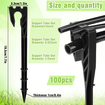 50 Pcs 8 Inch Irrigation Hose Hold-Down Anchor Stakes for 1/2 Inch 1/4 Inch 5/32 Inch Drip Tubing Plastic Ground Garden Hose Support Stakes for Drip System, Irrigation Line