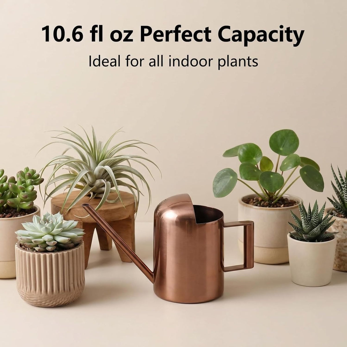 Watering Can 10oz/300ml Stainless Steel Long Spout Semi Open Powder Coated Flower Watering Pot for Garden Family Outdoor