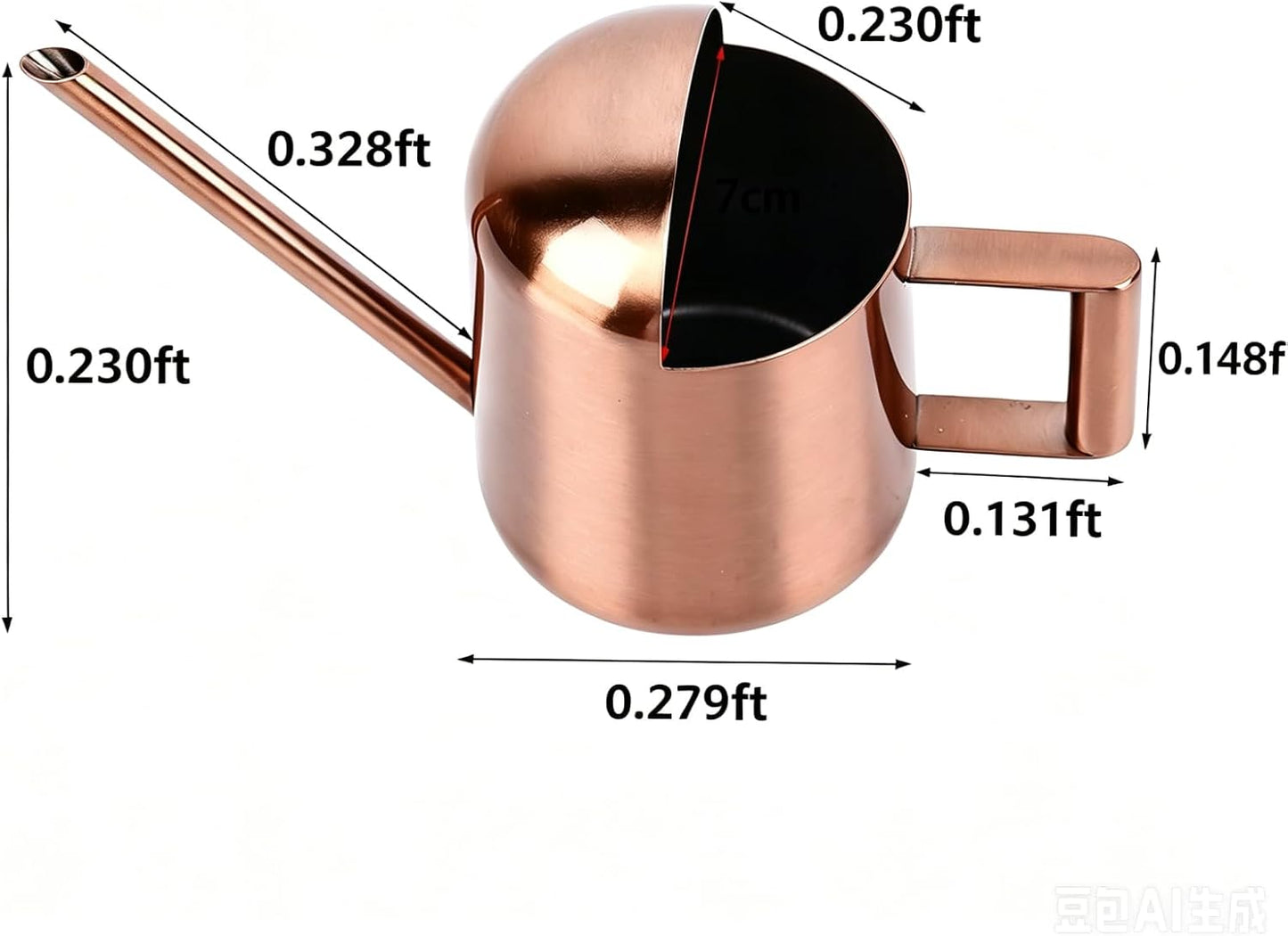 Watering Can 10oz/300ml Stainless Steel Long Spout Semi Open Powder Coated Flower Watering Pot for Garden Family Outdoor
