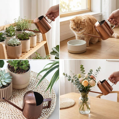Watering Can 10oz/300ml Stainless Steel Long Spout Semi Open Powder Coated Flower Watering Pot for Garden Family Outdoor