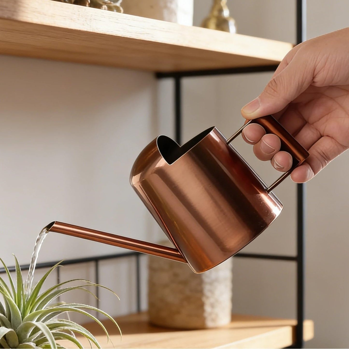 Watering Can 10oz/300ml Stainless Steel Long Spout Semi Open Powder Coated Flower Watering Pot for Garden Family Outdoor