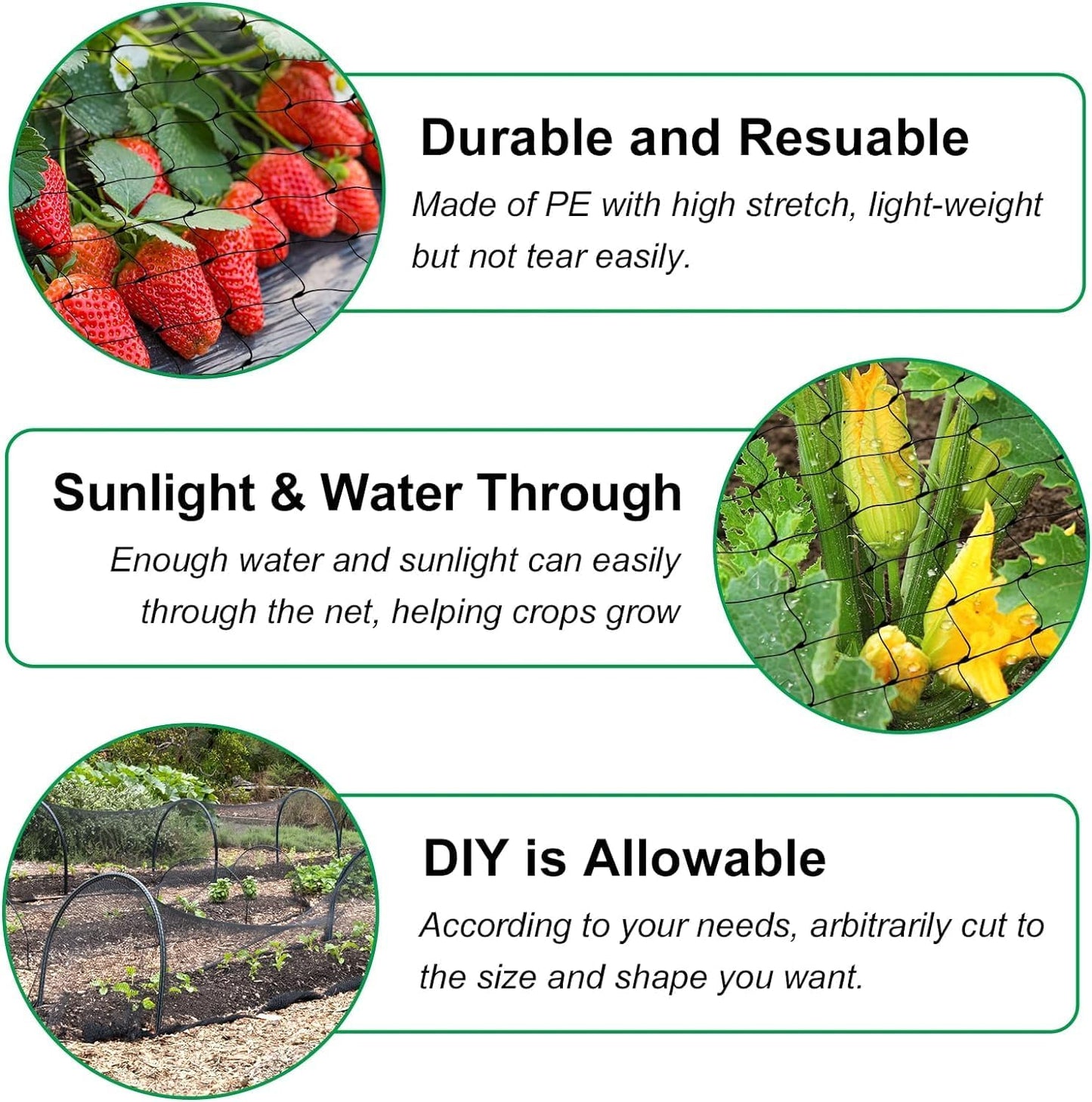 Bird Netting, 13 x 33 Ft Heavy Duty Fruit Tree Netting for Garden