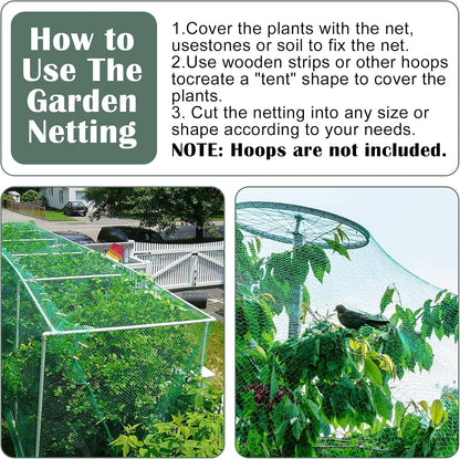 Bird Netting, 13 x 33 Ft Heavy Duty Fruit Tree Netting for Garden