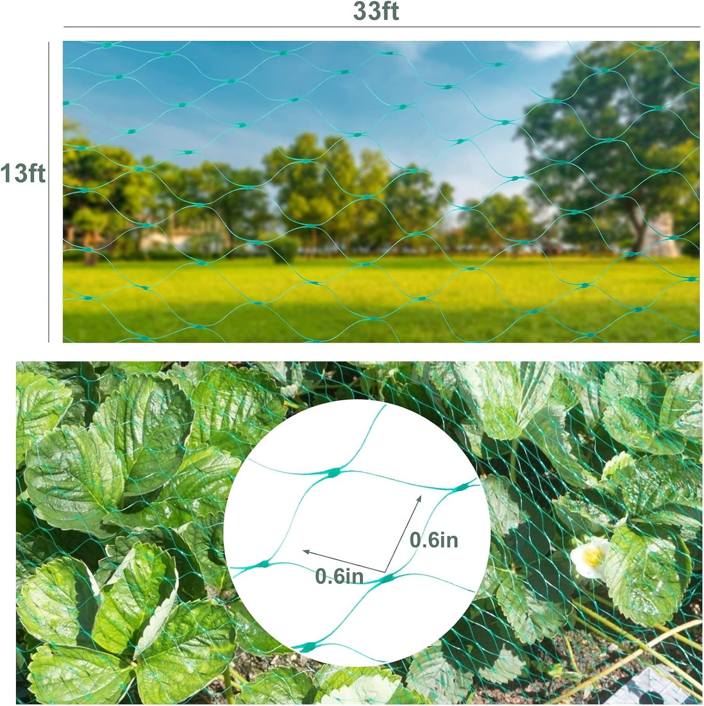 Bird Netting, 13 x 33 Ft Heavy Duty Fruit Tree Netting for Garden