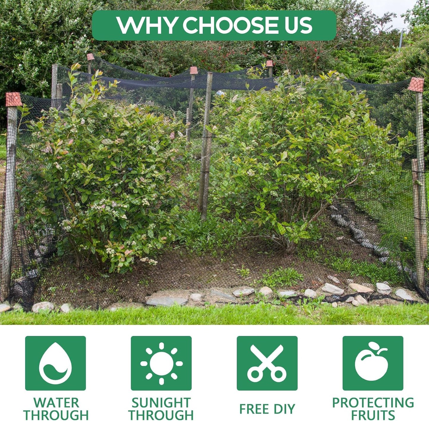 Bird Netting, 13 x 33 Ft Heavy Duty Fruit Tree Netting for Garden