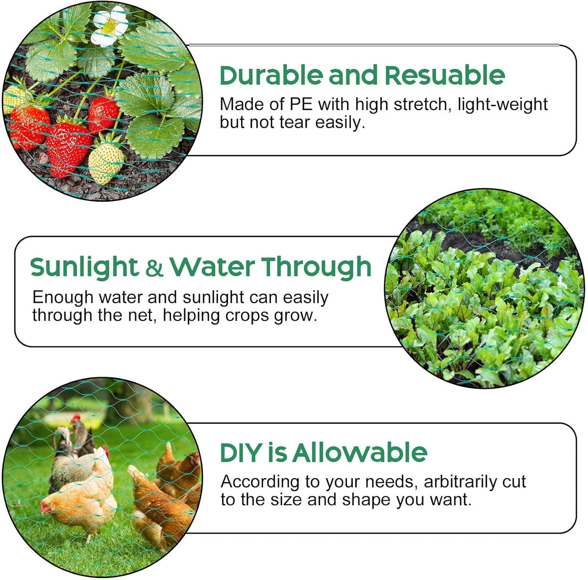 Bird Netting, 13 x 33 Ft Heavy Duty Fruit Tree Netting for Garden