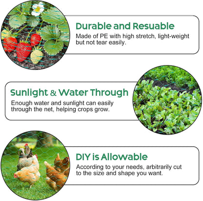 Bird Netting, 13 x 33 Ft Heavy Duty Fruit Tree Netting for Garden