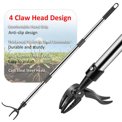 Weed Puller Tool - Adjustable Upright Weeder, 4 Claw Long-Handled Weeding Tool, No Need to Bend or Kneel to Weed Easily, Weeding Tool for Garden, Lawn, Farm and Courtyard