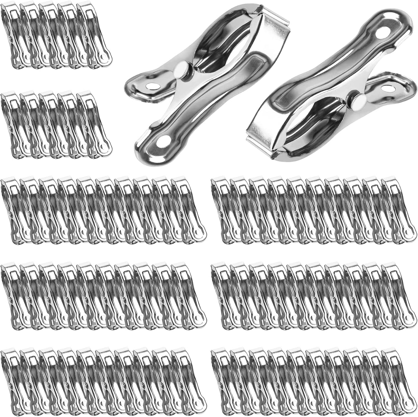 70 Pcs 2 Inch Greenhouse Clamps Stainless Steel Garden Clips Anti-Wind Greenhouse Clamp with Strong Grip to Greenhouse Frame Garden Hoops Plant Cover Heavy Duty Metal Beach Towel Clips