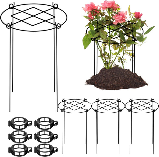 4 Pack Peony Cages and Supports, 11.5" x16" Heavy Duty Metal Plant Support
