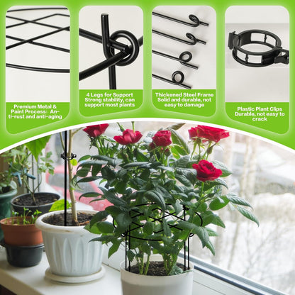 4 Pack Peony Cages and Supports, 11.5" x16" Heavy Duty Metal Plant Support