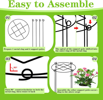 4 Pack Peony Cages and Supports, 11.5" x16" Heavy Duty Metal Plant Support