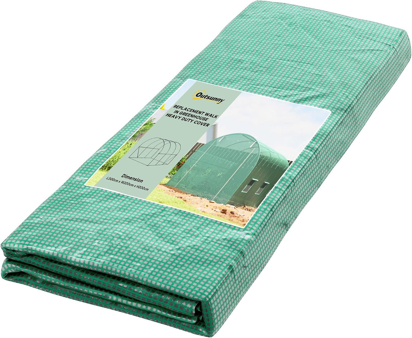9.8' x 6.6' x 6.6' Plastic Greenhouse Cover Replacement Green