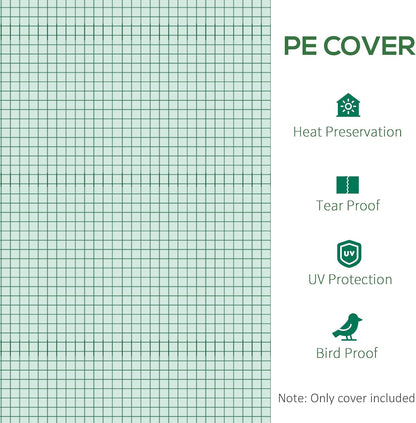 9.8' x 6.6' x 6.6' Plastic Greenhouse Cover Replacement Green