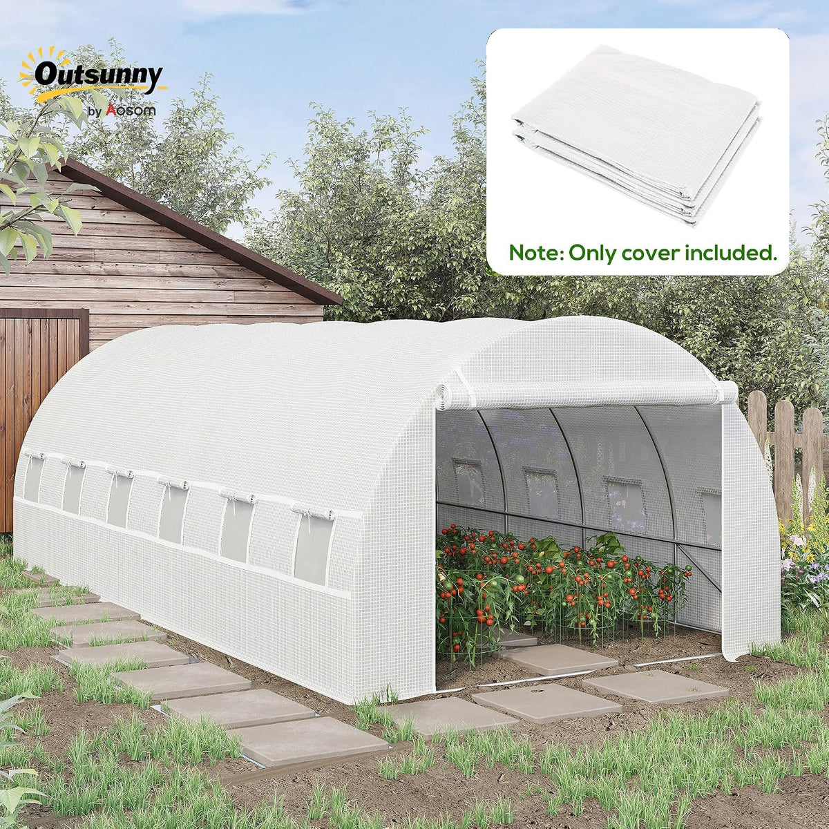 9.8' x 6.6' x 6.6' Plastic Greenhouse Cover Replacement Green