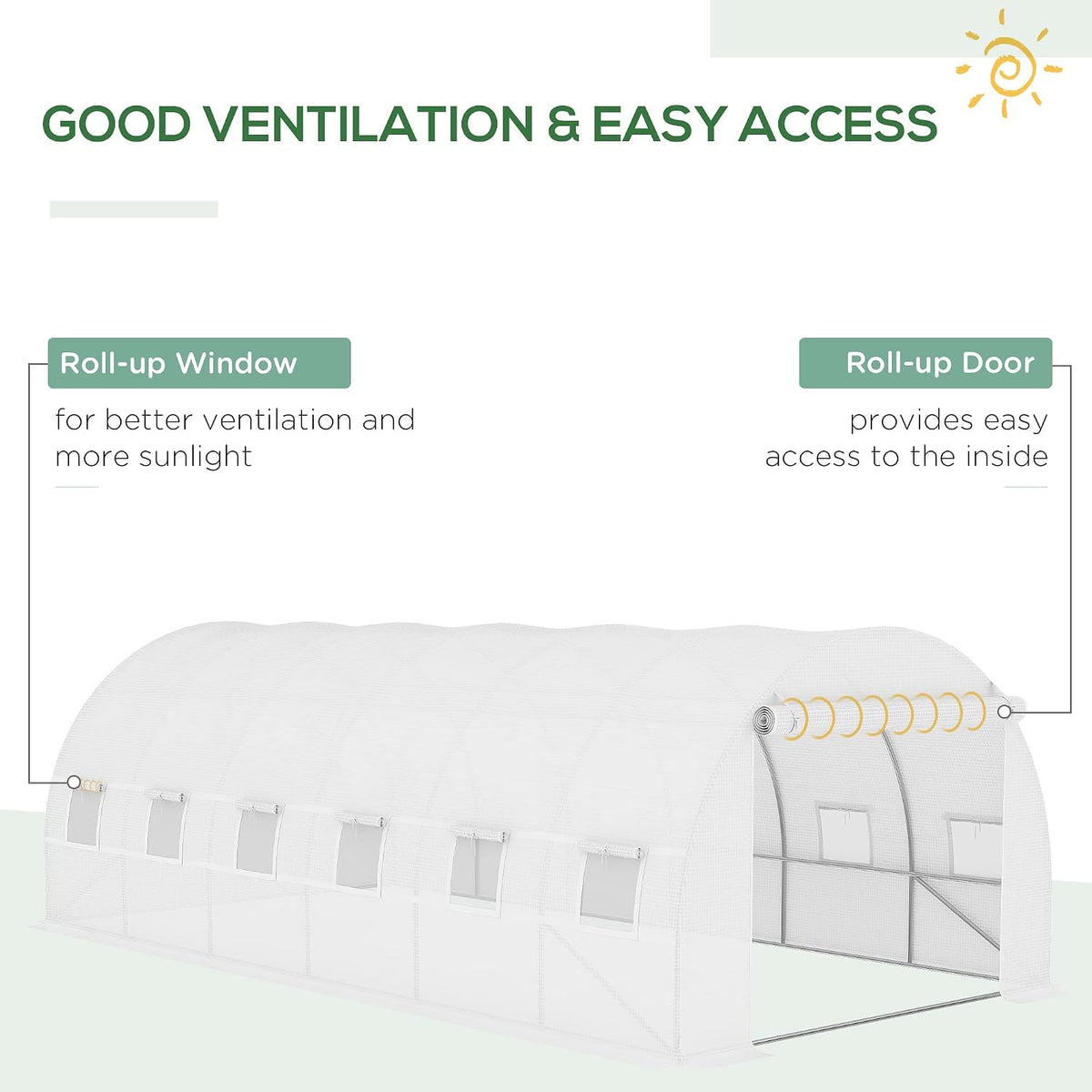 9.8' x 6.6' x 6.6' Plastic Greenhouse Cover Replacement Green