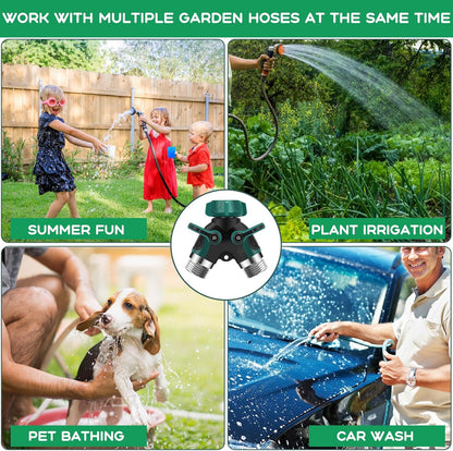 Hose Splitter 2 Way, 3/4" Garden Water Hose Splitter with Comfort Rubber Long Handle, Faucet Splitter, Y Heavy Duty Metal Connector with Comfortable Rubberized Grip for Outdoor Gardening Hoses(1 Pack)