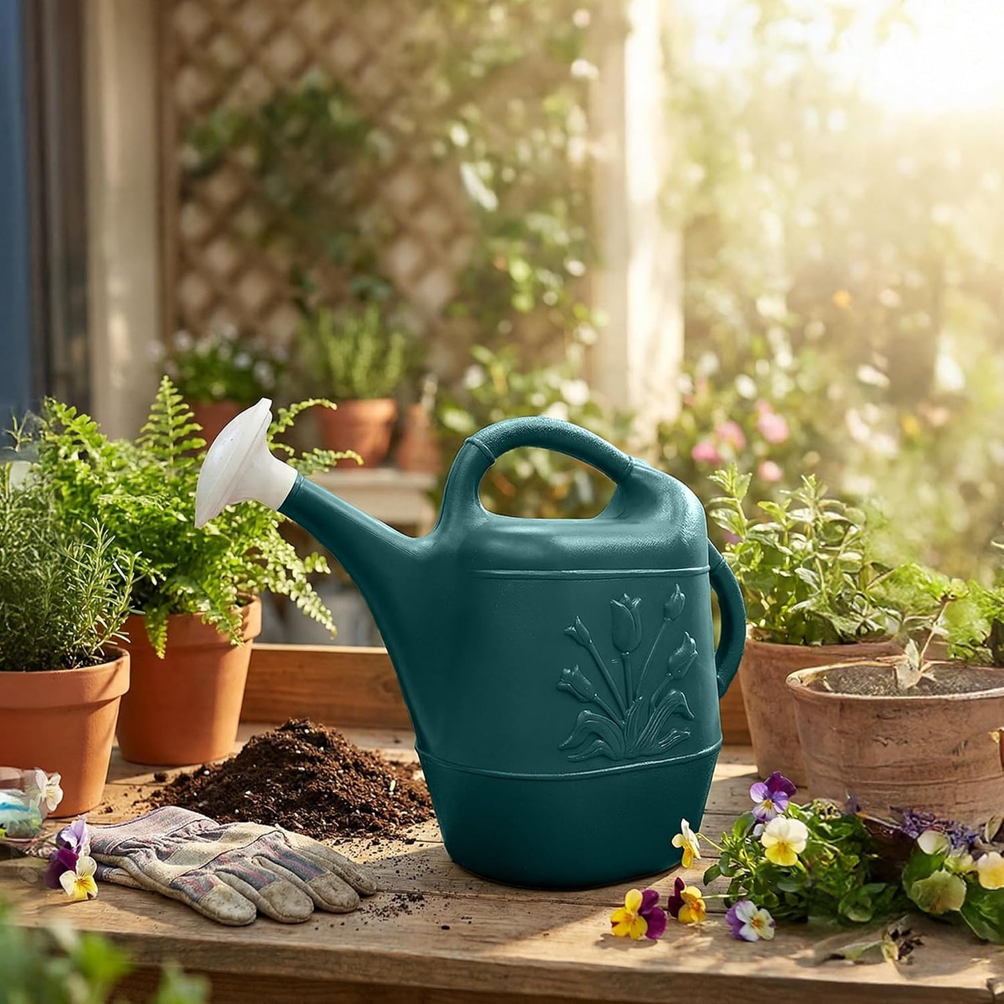 2 Gallon Watering Can - Hunter Green (Pkg/3, Hunter Green)