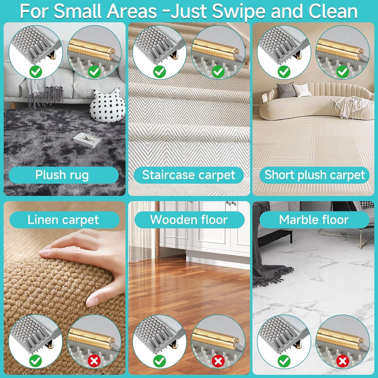 Carpet Rake for Pet Hair Removal Tool, Reusable Pet Hair Remover Broom