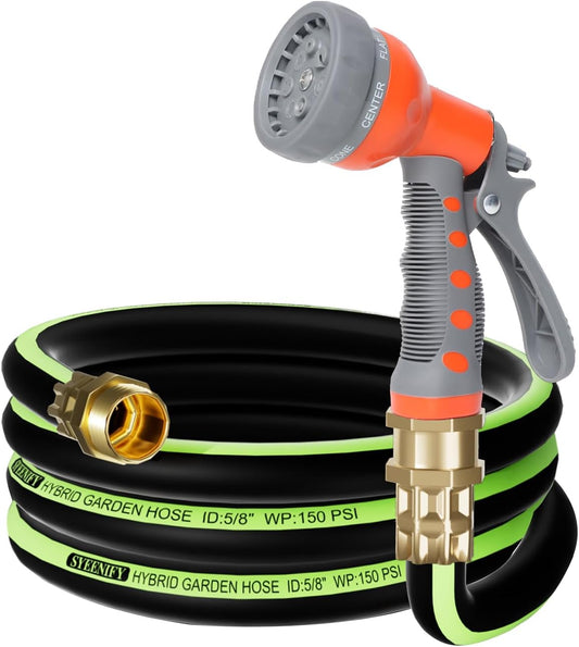 Kink Free Garden Hose 10ft 5/8", Heavy Duty Hybrid Water Hose